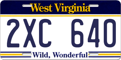 WV license plate 2XC640