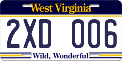 WV license plate 2XD006