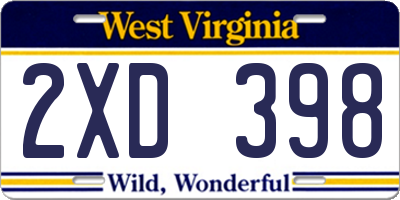 WV license plate 2XD398