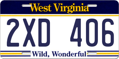 WV license plate 2XD406