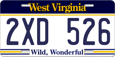 WV license plate 2XD526