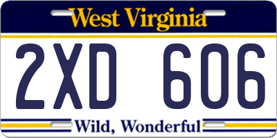 WV license plate 2XD606