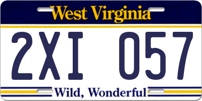WV license plate 2XI057