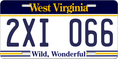 WV license plate 2XI066