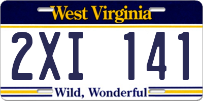 WV license plate 2XI141
