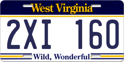 WV license plate 2XI160