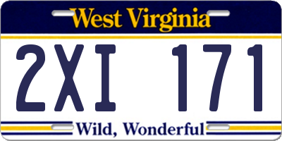WV license plate 2XI171