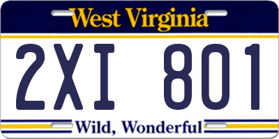 WV license plate 2XI801