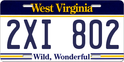 WV license plate 2XI802