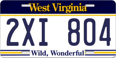 WV license plate 2XI804