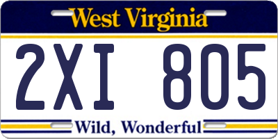 WV license plate 2XI805