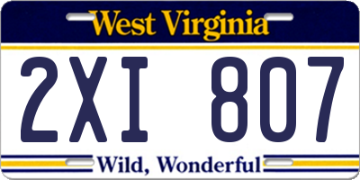 WV license plate 2XI807