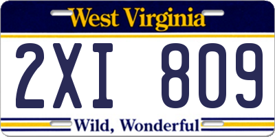 WV license plate 2XI809