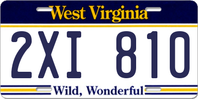 WV license plate 2XI810