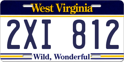 WV license plate 2XI812