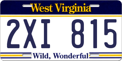 WV license plate 2XI815