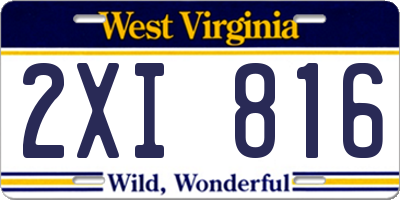 WV license plate 2XI816