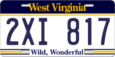 WV license plate 2XI817
