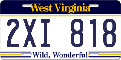 WV license plate 2XI818