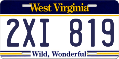 WV license plate 2XI819