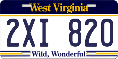 WV license plate 2XI820