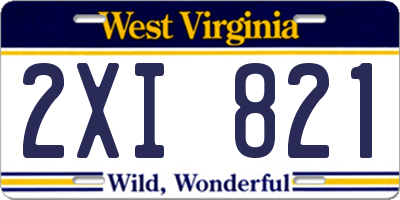 WV license plate 2XI821