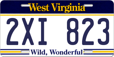 WV license plate 2XI823
