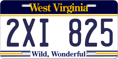 WV license plate 2XI825
