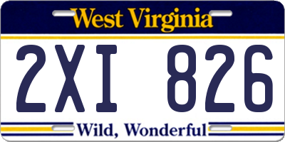 WV license plate 2XI826