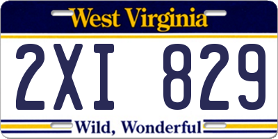 WV license plate 2XI829