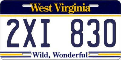 WV license plate 2XI830