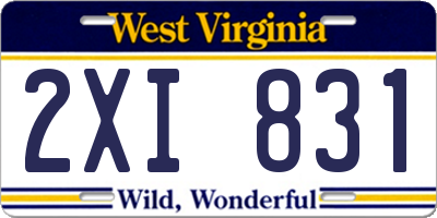 WV license plate 2XI831