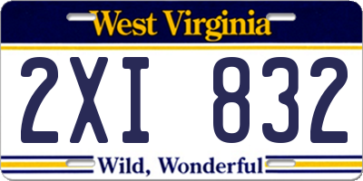 WV license plate 2XI832