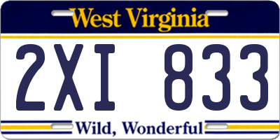 WV license plate 2XI833