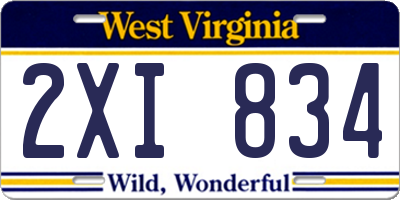 WV license plate 2XI834