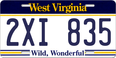WV license plate 2XI835