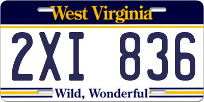 WV license plate 2XI836