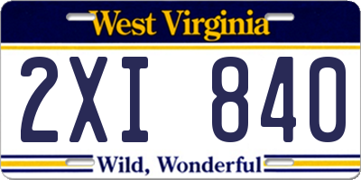 WV license plate 2XI840