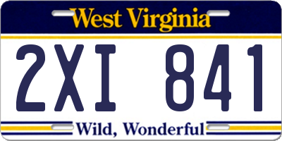 WV license plate 2XI841