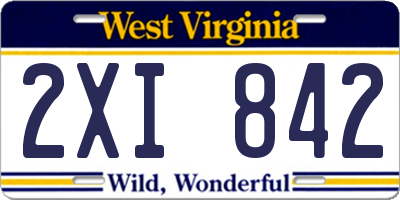 WV license plate 2XI842