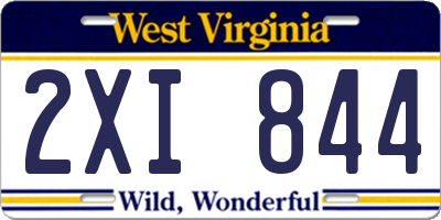 WV license plate 2XI844