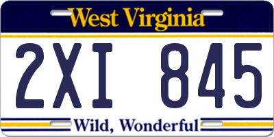 WV license plate 2XI845