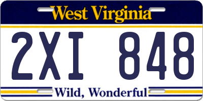 WV license plate 2XI848