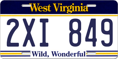 WV license plate 2XI849