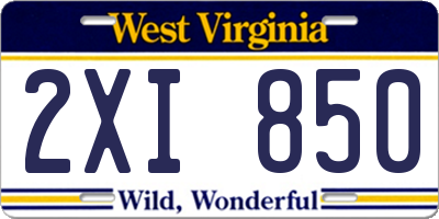 WV license plate 2XI850