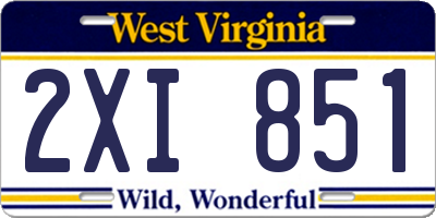 WV license plate 2XI851