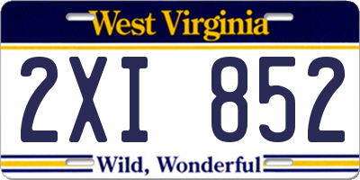 WV license plate 2XI852