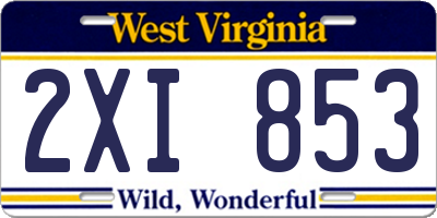 WV license plate 2XI853