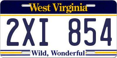 WV license plate 2XI854