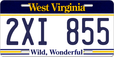 WV license plate 2XI855